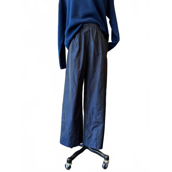 NEW PETER O. MAHLER women's papercrash wide leg pants in navy